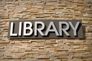 stainless steel channel letters signage for a library