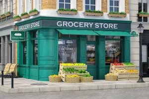 grocery store with a simple yet impactful awning signage